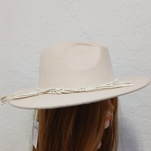 SALE NWT MUD PIE SOLID BRAIDED Fedora Cream Women's Hat